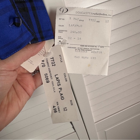 Doncaster Silk Plaid Lightweight Blazer Shirt Jacket Blue Black Size 12 NEW - Picture 9 of 9